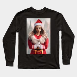 Beautiful Anime Portrait In Santa Claus Costume 2 Long Sleeve T-Shirt